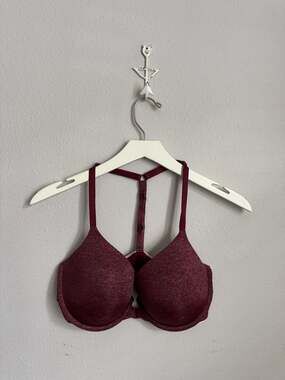 Victoria's Secret 34DD Burgundy Marled Racerback Semi Demi Front-Closure Bra